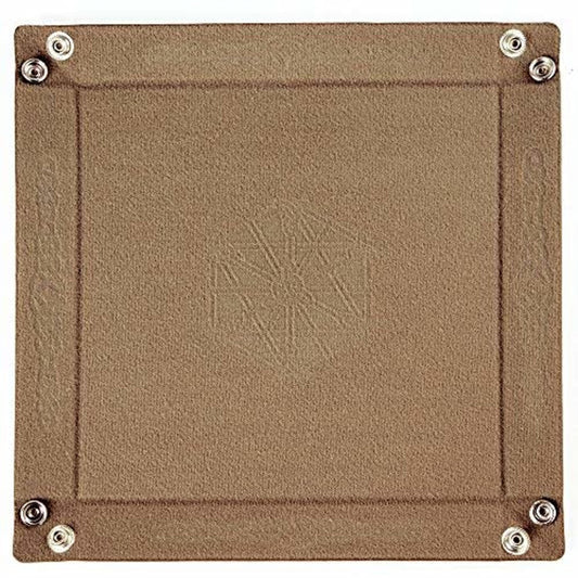 Wiz Dice folding tray open showing rolling area and leather walls