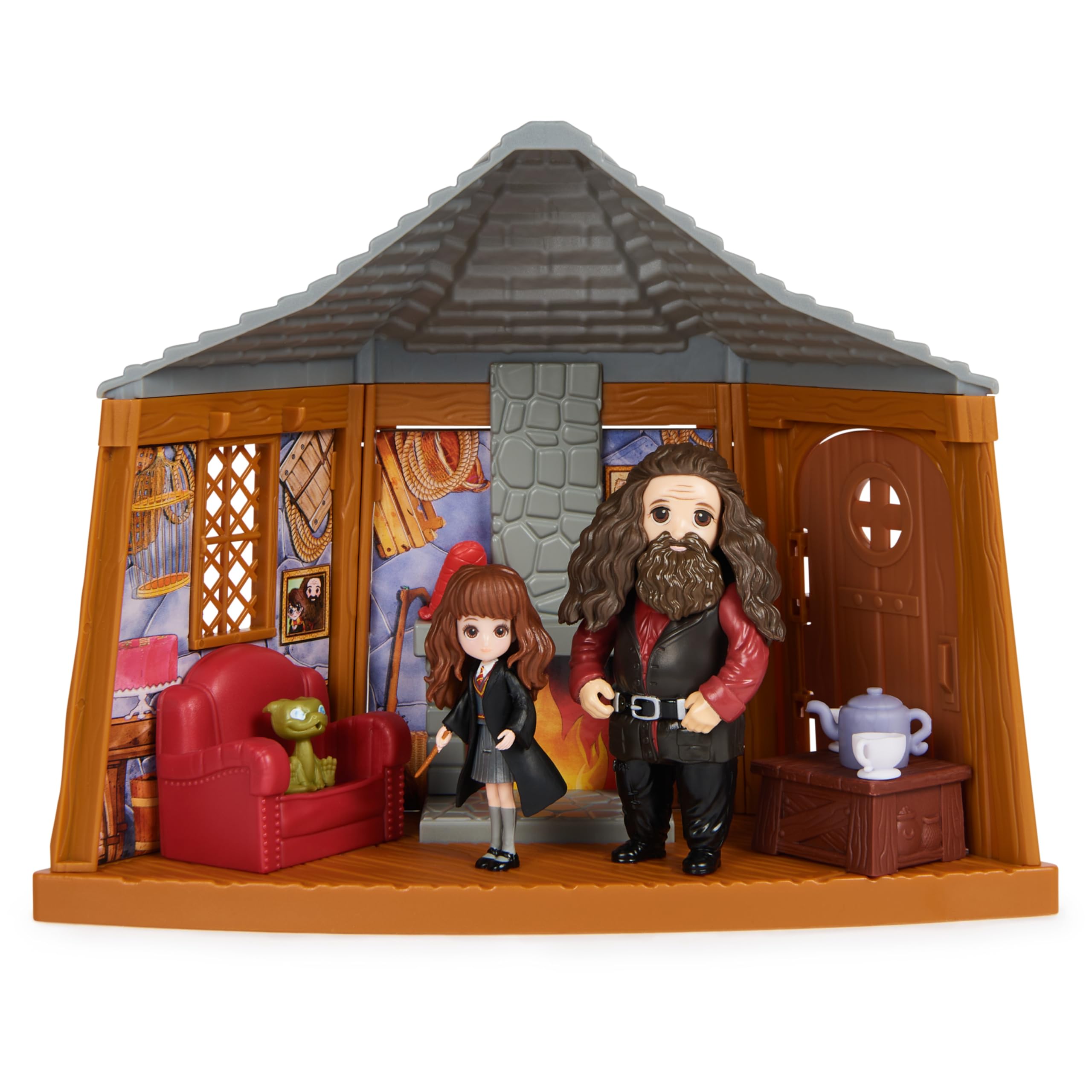 Wizarding World Hagrid's Hut playset with figures for imaginative scenes.