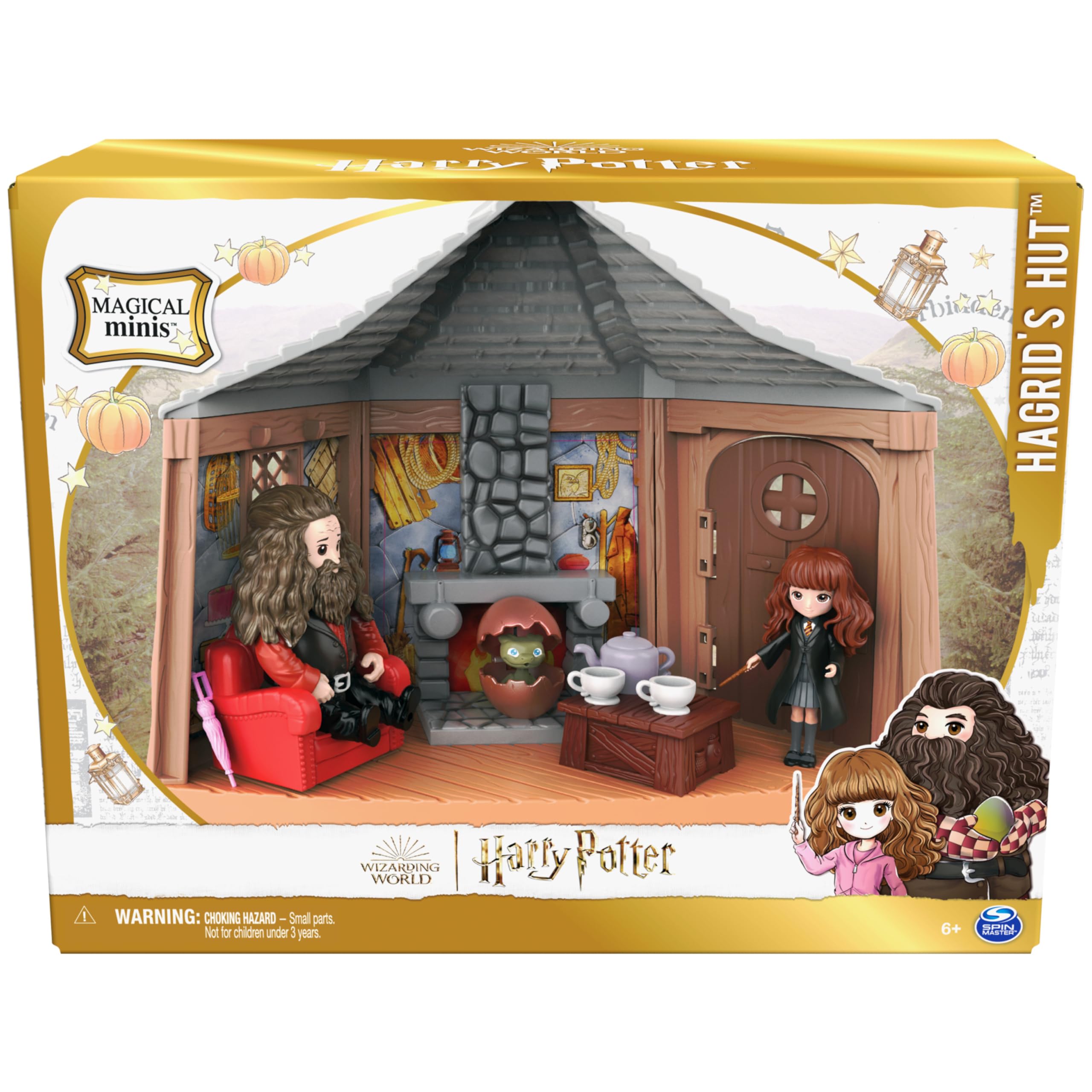 Wizarding World Hermione 3-inch doll ready for tea time in the hut.