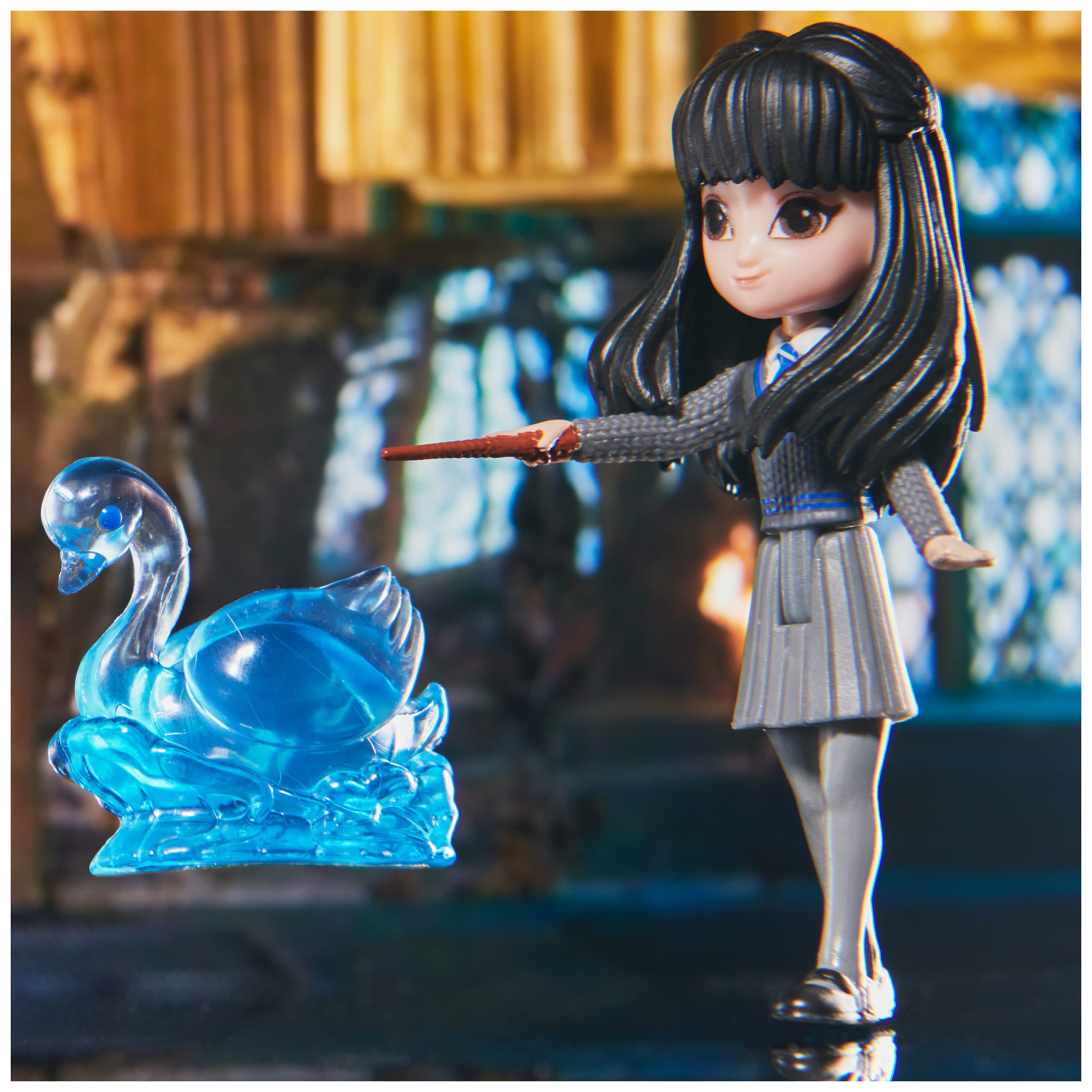 Wizarding World Hogwarts uniform detail on dolls for authentic roleplay.