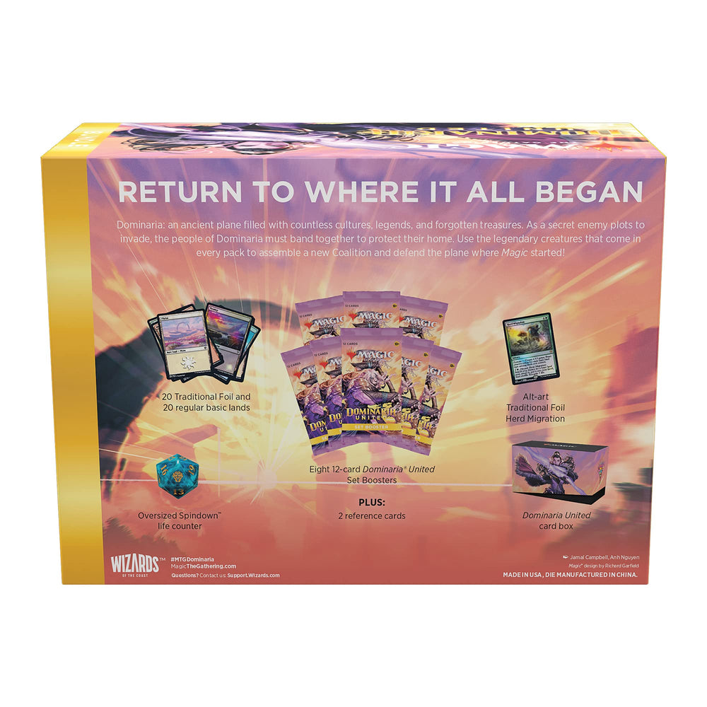 Wizards of the Coast Dominaria United bundle basic lands shown for foil and nonfoil use