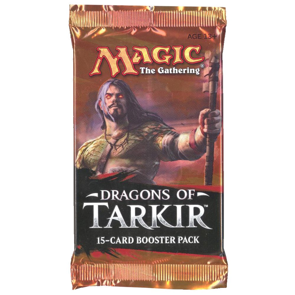 Wizards of the Coast Dragons of Tarkir booster pack front view for MTG players.
