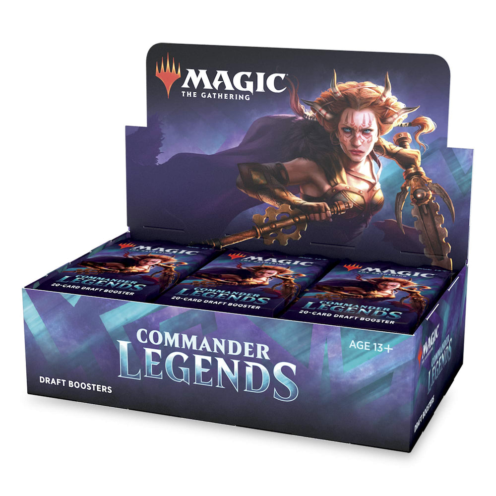 Wizards of the Coast Commander Legends draft booster box enables multiplayer deck-building excitement.