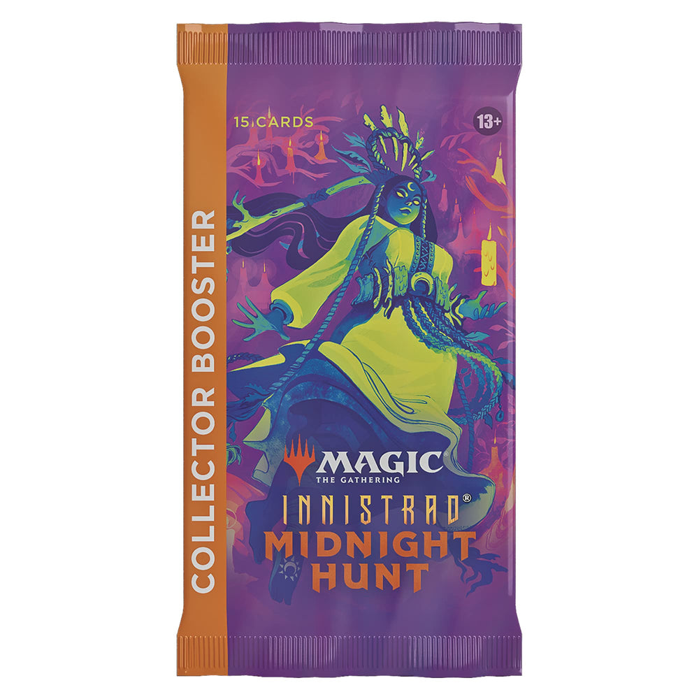 Wizards of the Coast Magic Innistrad Midnight Hunt Collector Booster front showing premium packaging for collectors.
