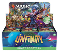 Wizards of the Coast Unfinity Draft Booster Box front for epic multiplayer drafts.