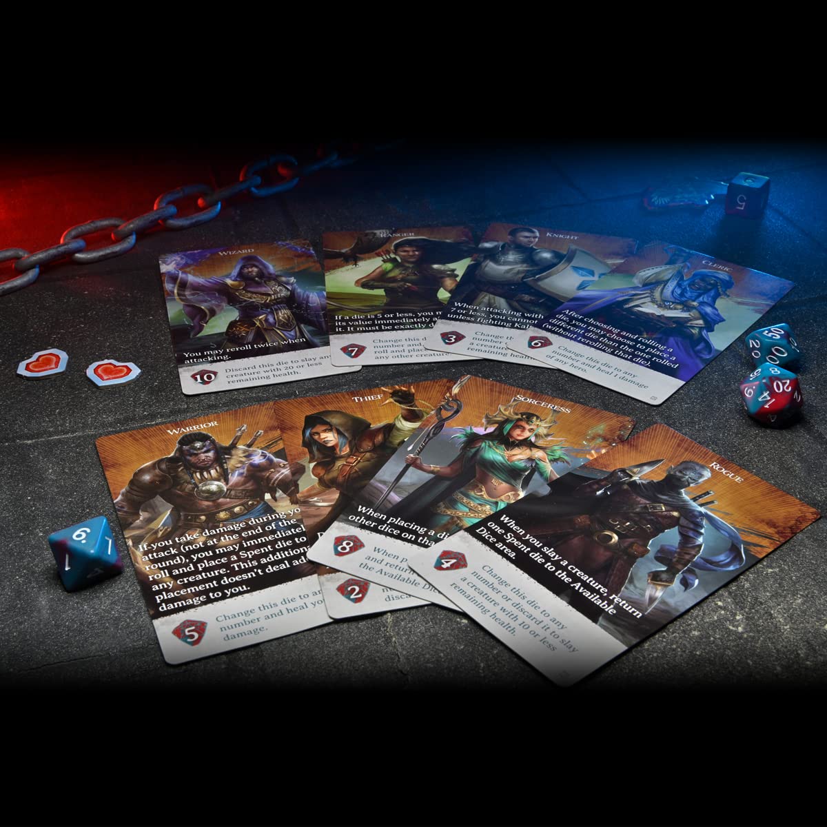 WizKids Dice Conquest health tracker cards for vitality monitoring