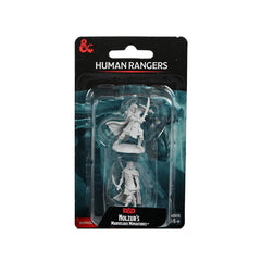 WizKids Nolzur's Human Ranger front view, primed for painting and tabletop use.
