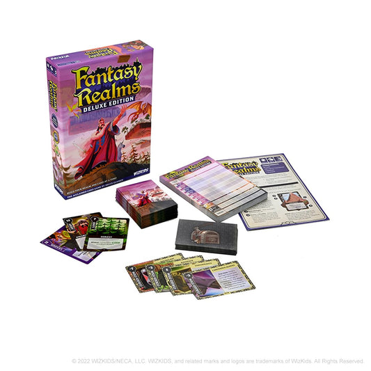 WizKids Fantasy Realms Deluxe Edition box front with bold artwork for quick setup