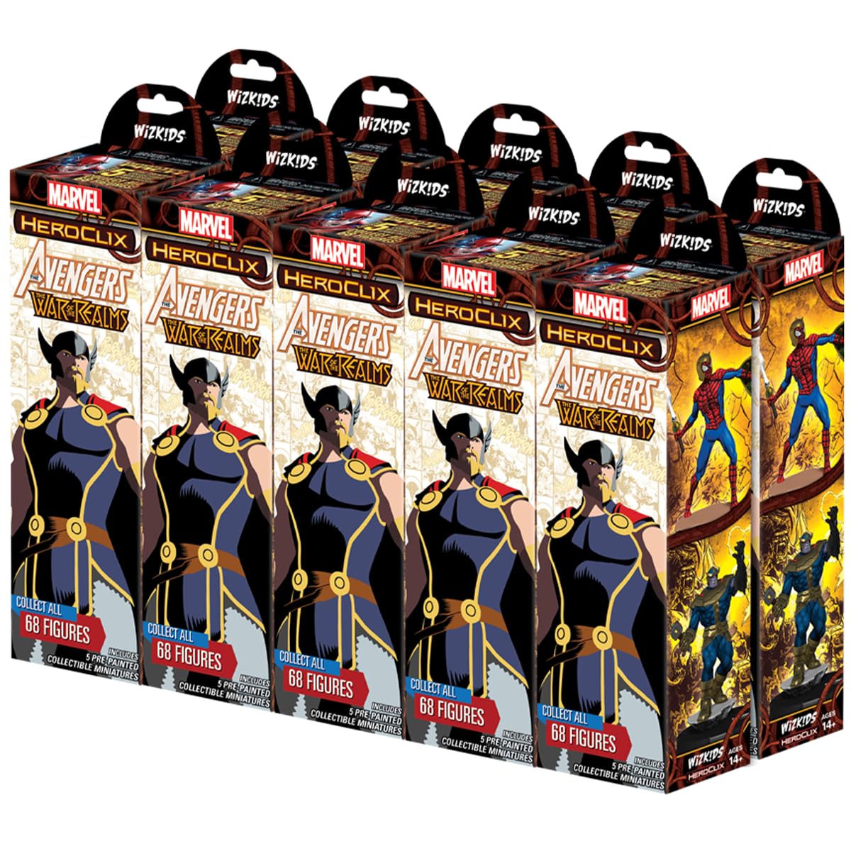 WizKids Marvel HeroClix Avengers War of the Realms booster brick with iconic heroes ready for battle