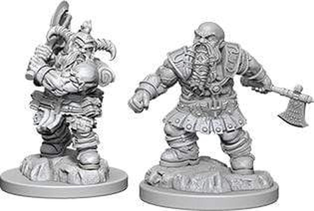 Close-up of the Nolzurs dwarf barbarian showing fine sculpting details for painting.