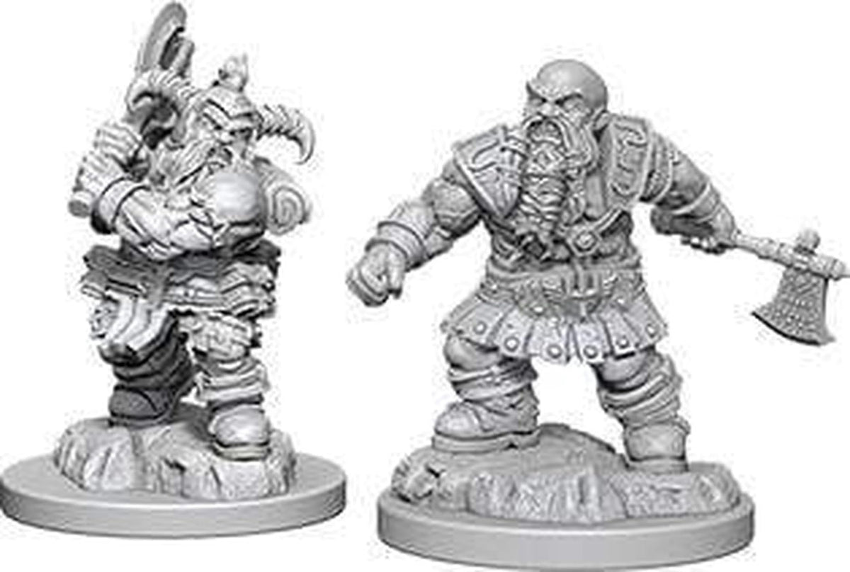 WizKids Nolzurs unpainted male dwarf barbarian miniature for painting practice.
