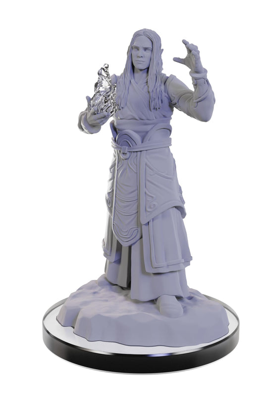WizKids Nolzur's Elf Wizard miniature, primer-ready, ideal for fast color layering.