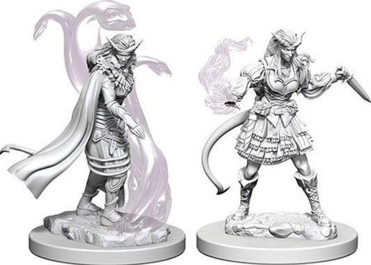 WizKids Nolzur's Female Tiefling Warlock miniature, primed and ready to paint.