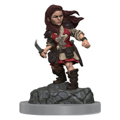 WizKids Nolzur's Halfling Rogue Female figure, designed for easy painting with deep cuts.