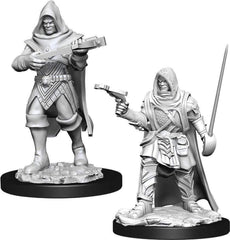 WizKids Nolzur's Human Rogue Male unpainted miniature, ideal for painting practice and RPG gameplay.