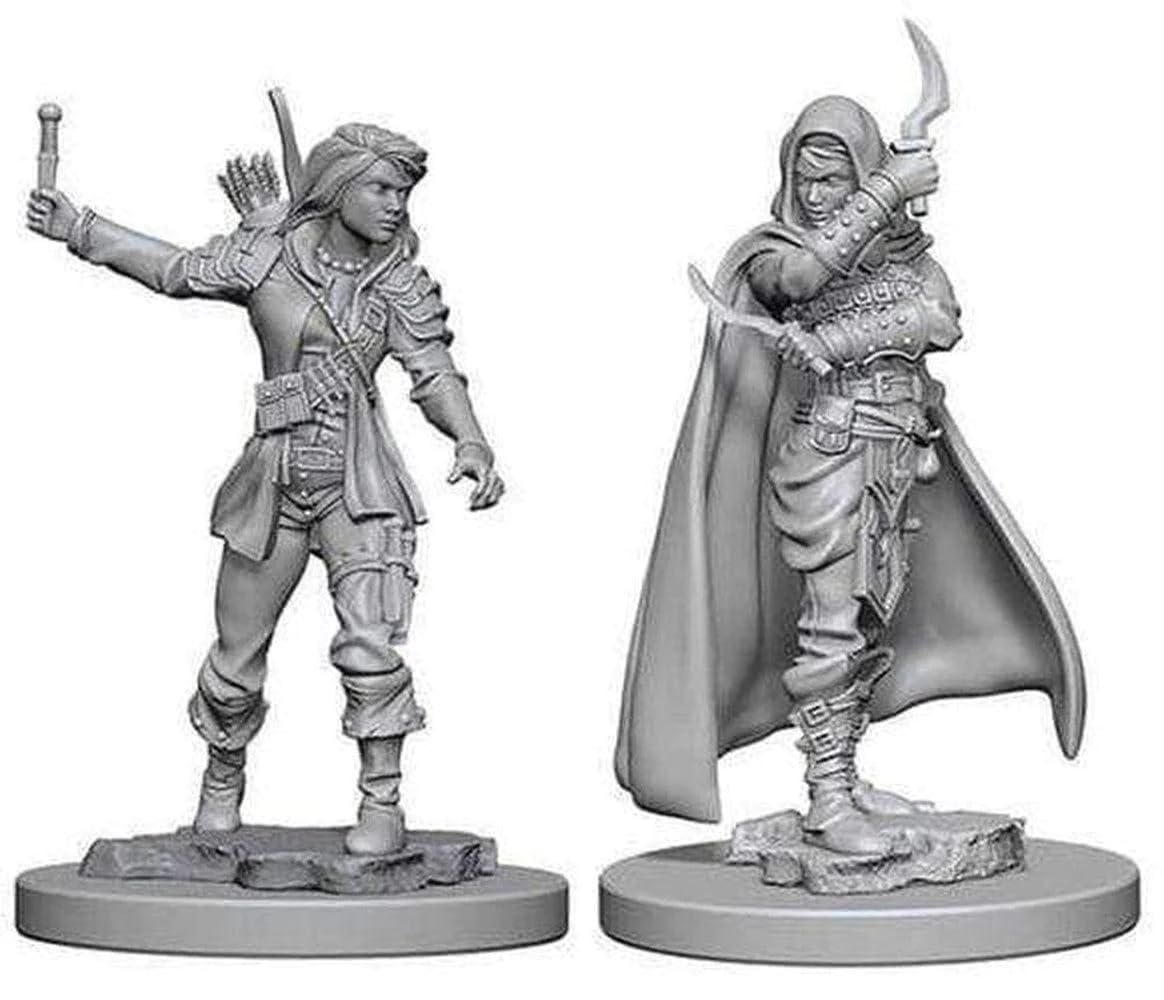 WizKids Nolzur's Human Rogue Male unpainted miniature, ready for basing and immersive roleplay battles.