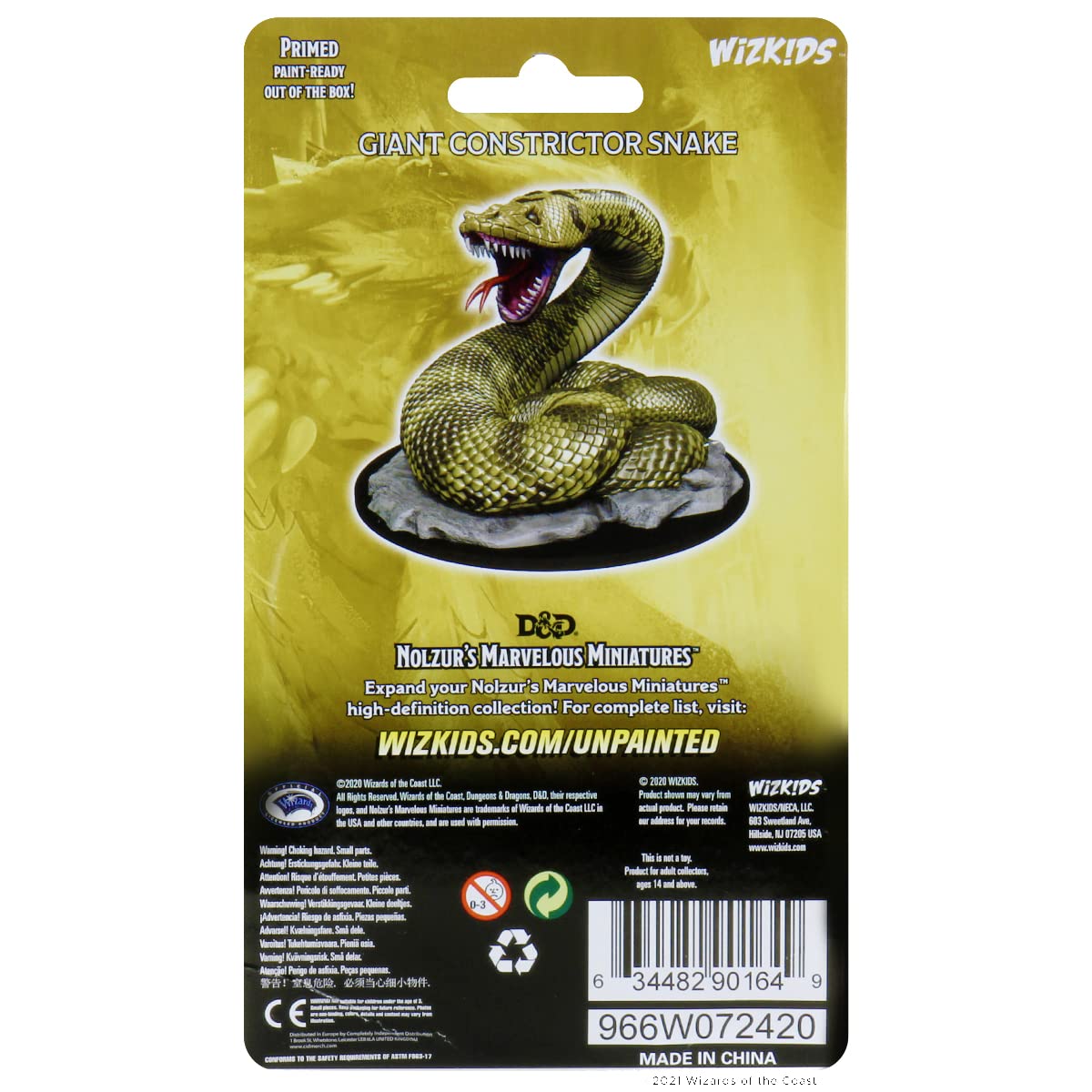 WizKids Nolzur's Giant Constrictor Snake miniature detail highlights intricate scales for painting practice.