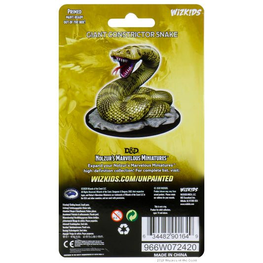 WizKids Nolzur's Giant Constrictor Snake miniature detail highlights intricate scales for painting practice.