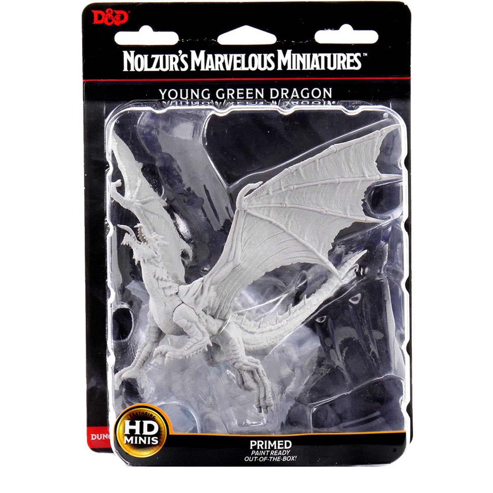 WizKids Nolzur's Young Green Dragon packaging shows exact contents.