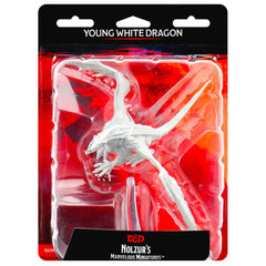 WizKids Nolzur's Young White Dragon figure ready to paint for tabletop campaigns.