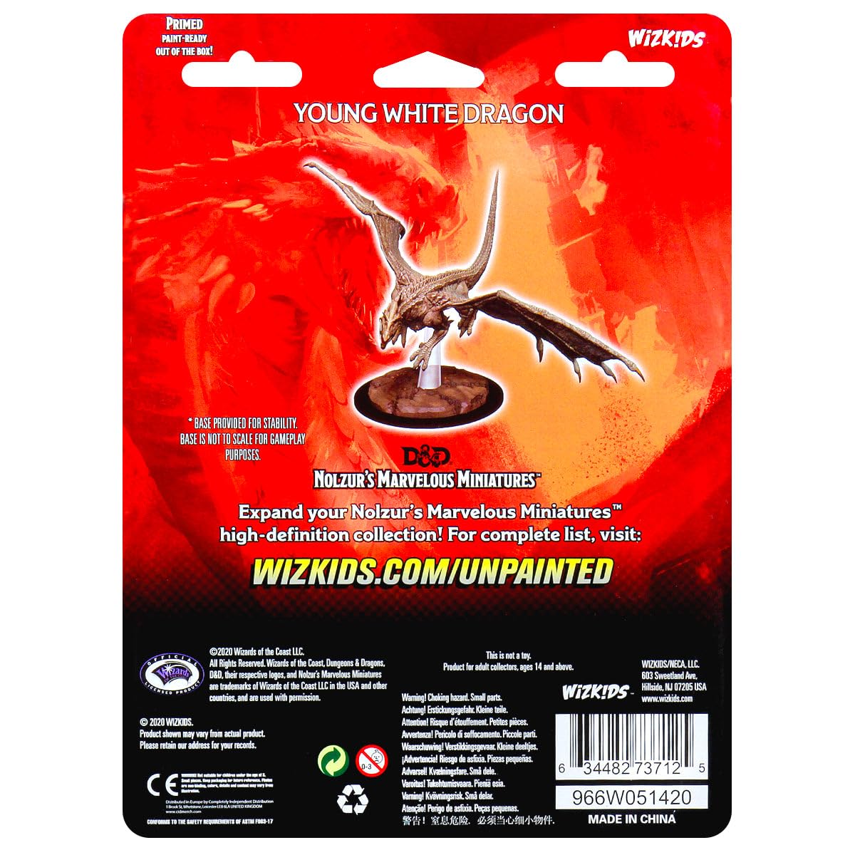 WizKids Nolzur's Young White Dragon pose showing dynamic action for inspiration.