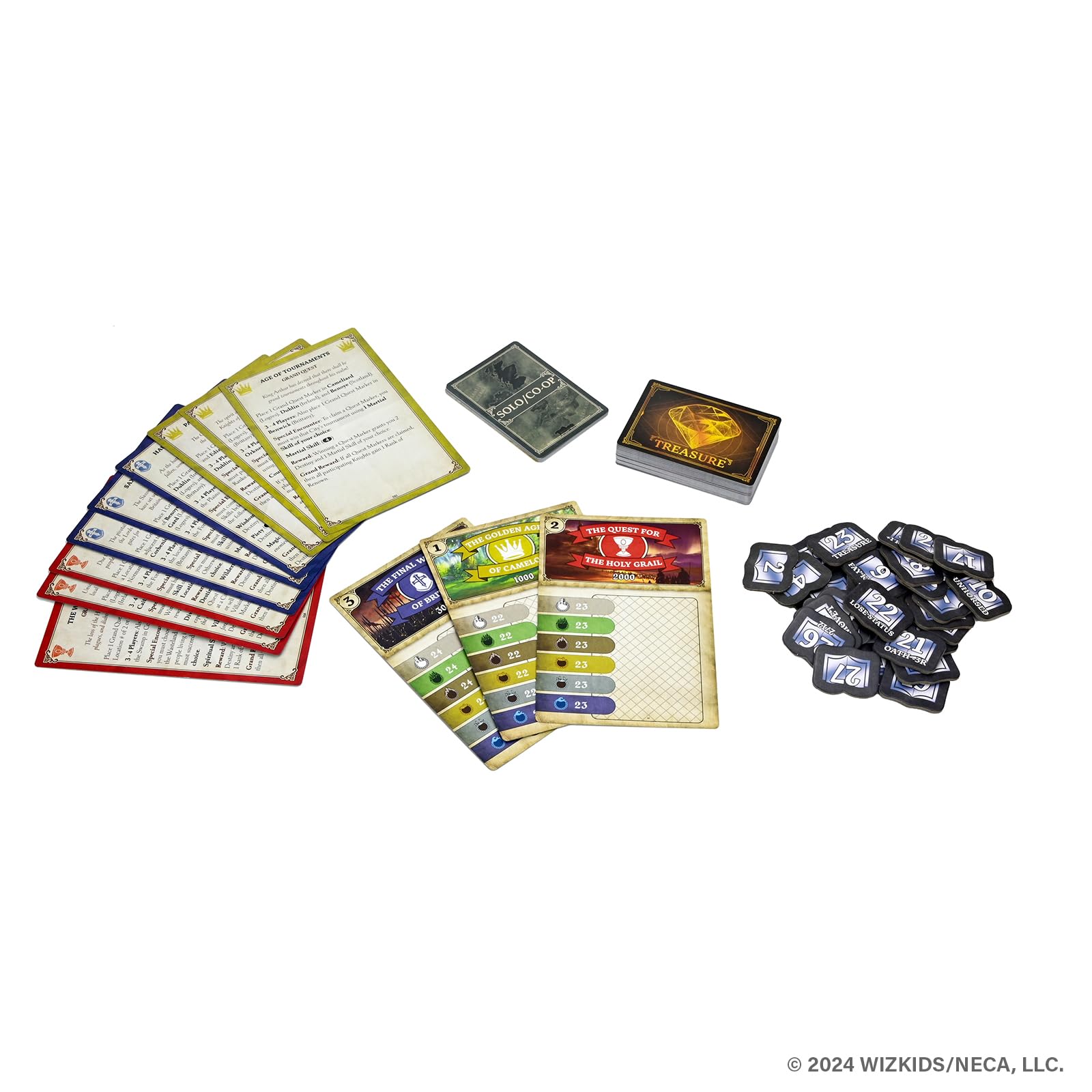 WizKids Tales of The Arthurian Knights die included for tense quest mechanics.