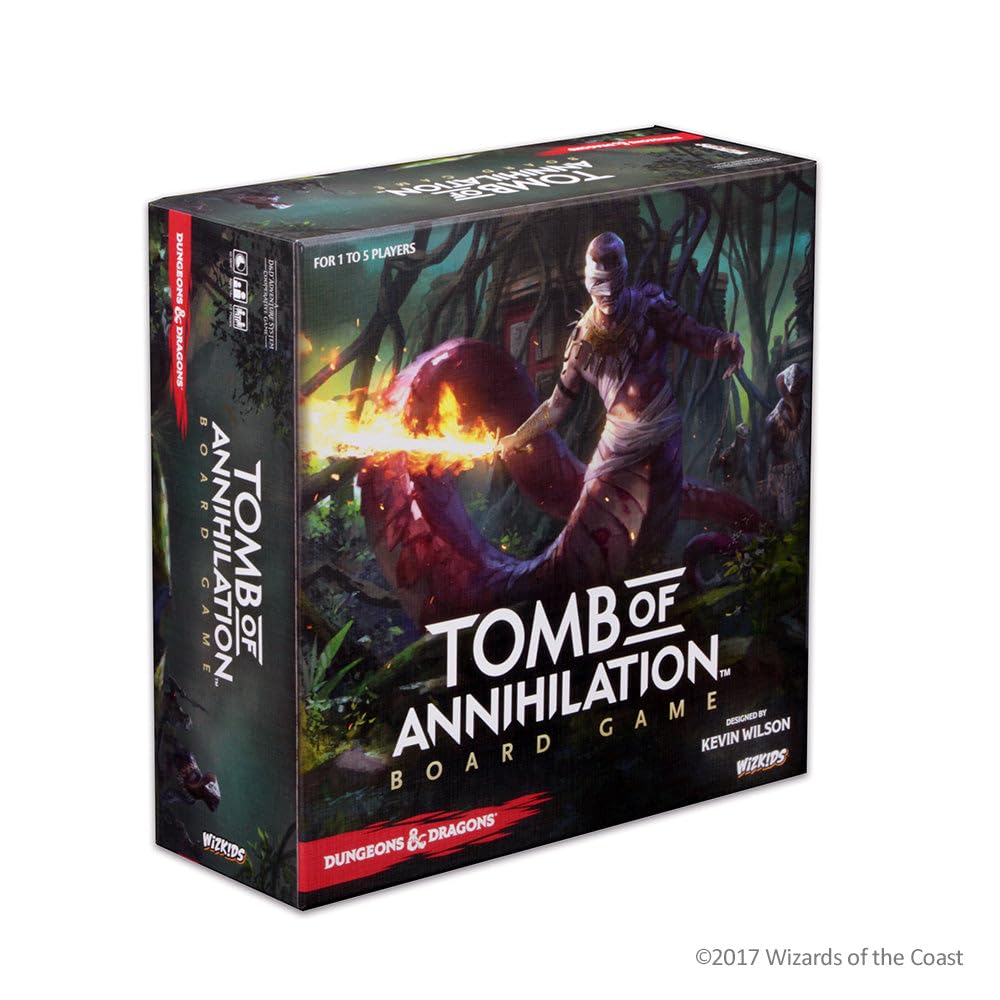 WizKids Tomb of Annihilation cover art, epic co-op D&D adventure for 2-5 players.