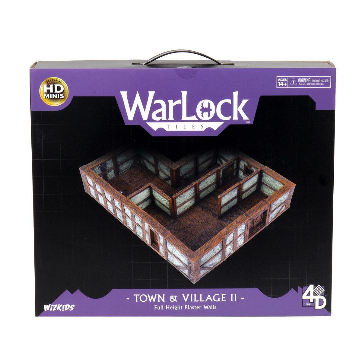 WizKids Warlock Tiles base Town and Village II full-height wall setup for immersive dungeons