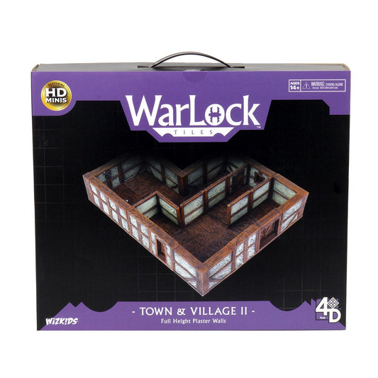 WizKids Warlock Tiles base Town and Village II full-height wall setup for immersive dungeons