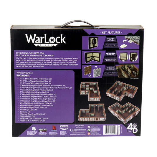 WizKids Warlock Tiles Town and Village II wood side wall reversibility for varied layouts