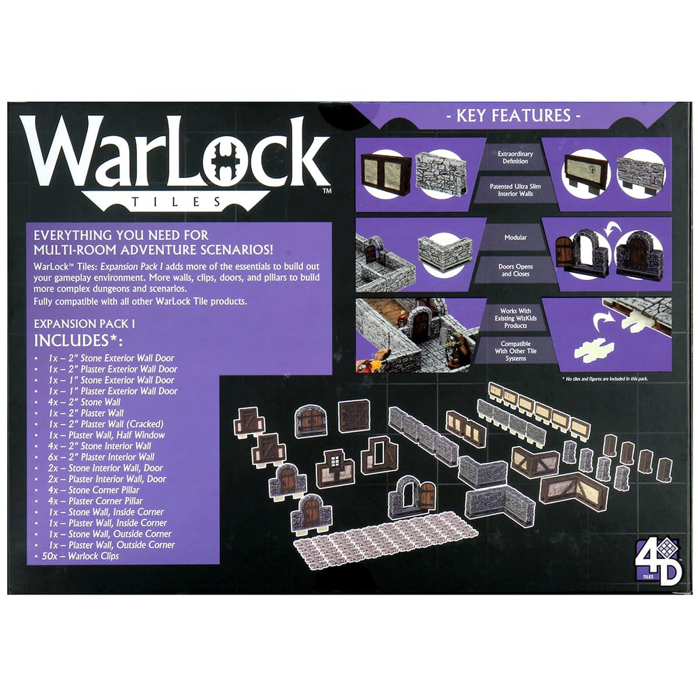 WizKids Warlock Tiles Expansion I stone design provides sturdy, varied terrain options.