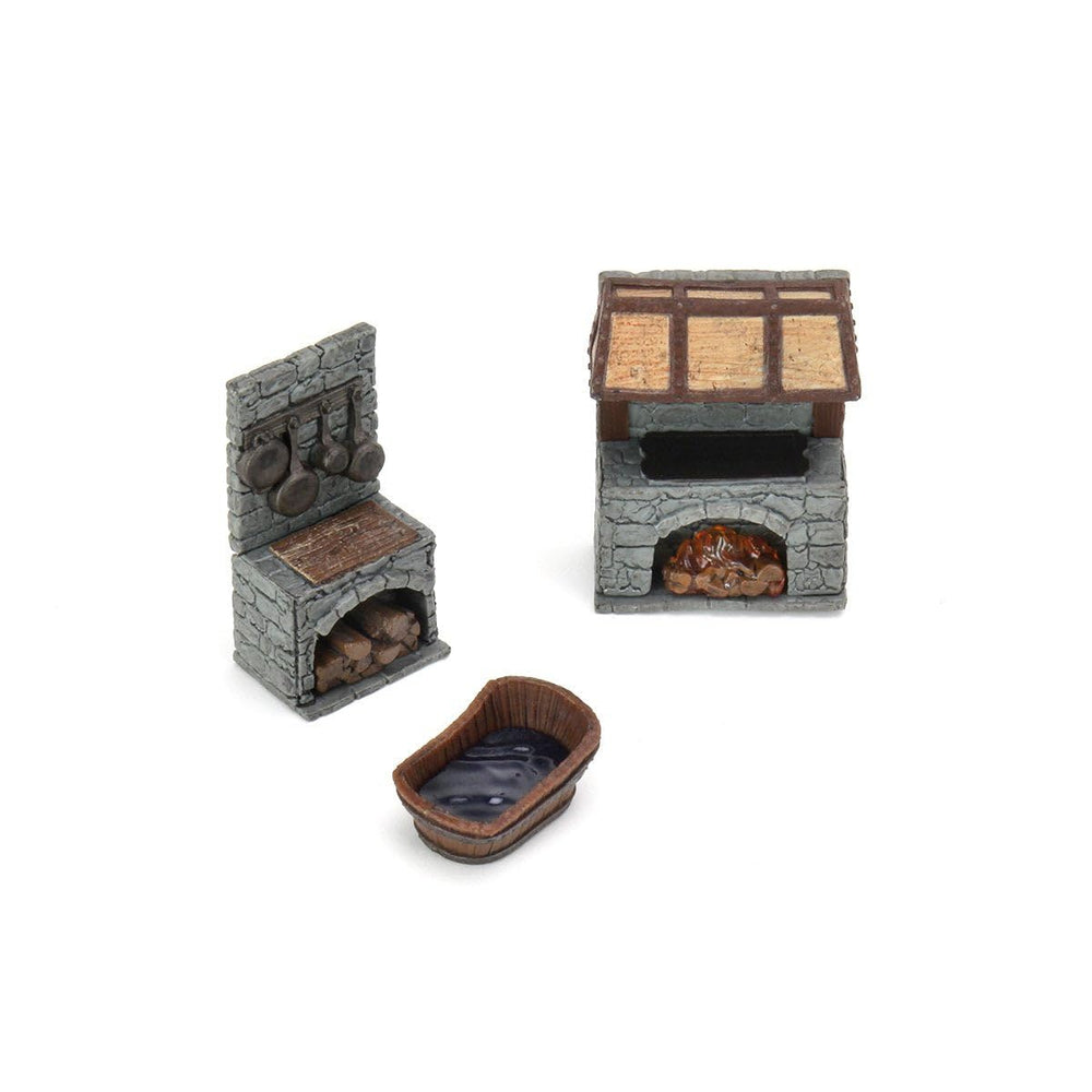 WizKids Warlock Tiles shelves enhance ambient environment in a tavern or galley.