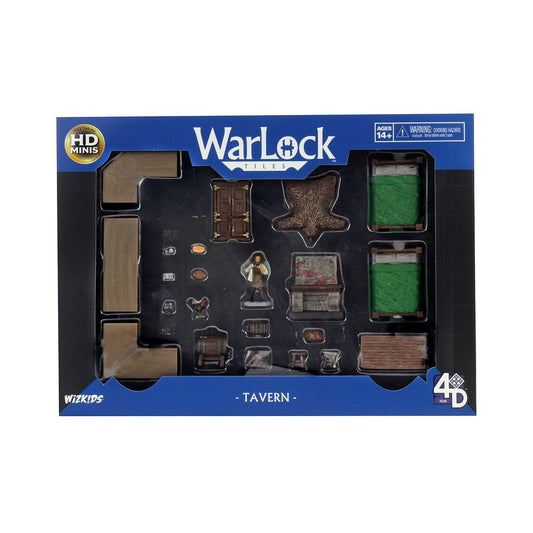 WizKids Warlock Tiles tavern bar-top setup for modular tabletop scenes.