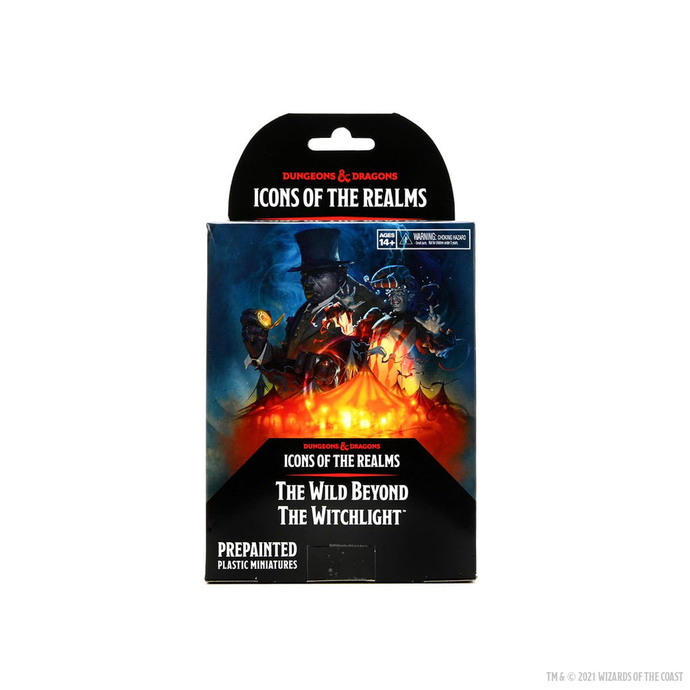 Eight boosters shown with a large figure and multiple smaller minis for Witchlight.