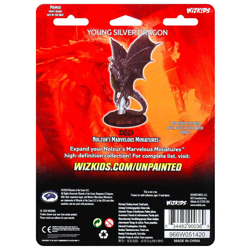 WizKids Young Silver Dragon wings with translucent parts for dramatic tabletop moments