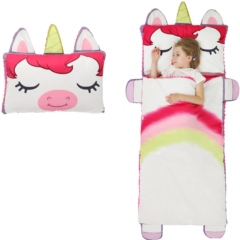 Wizland Kid Unicorn Sleeping Bag with a playful unicorn pattern for cozy naps.