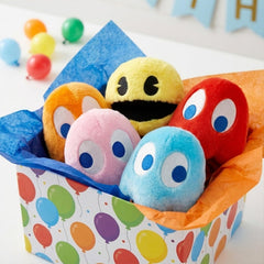 WjcnPac-Man 6-inch Pac-Man ghost plush set for kids' playtime and gifting.