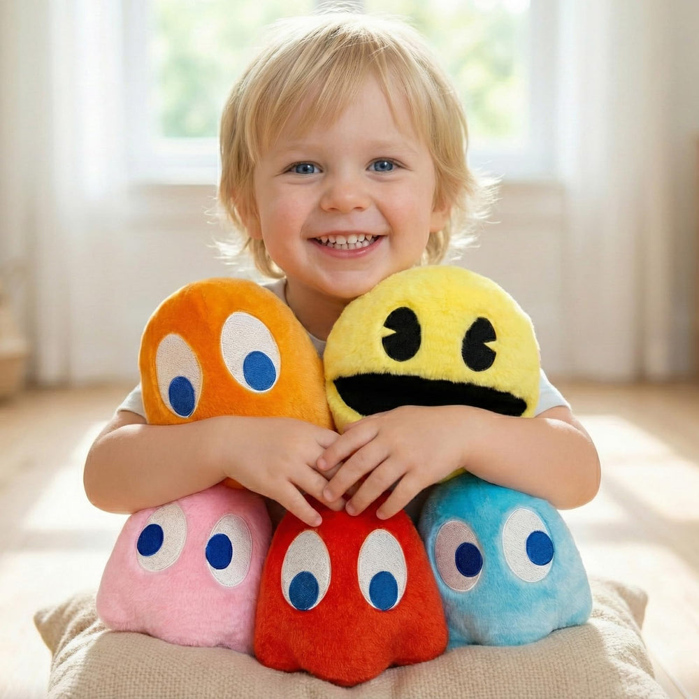 WjcnPac-Man 6-inch Pac-Man ghost plush set of 5 for party decorations.