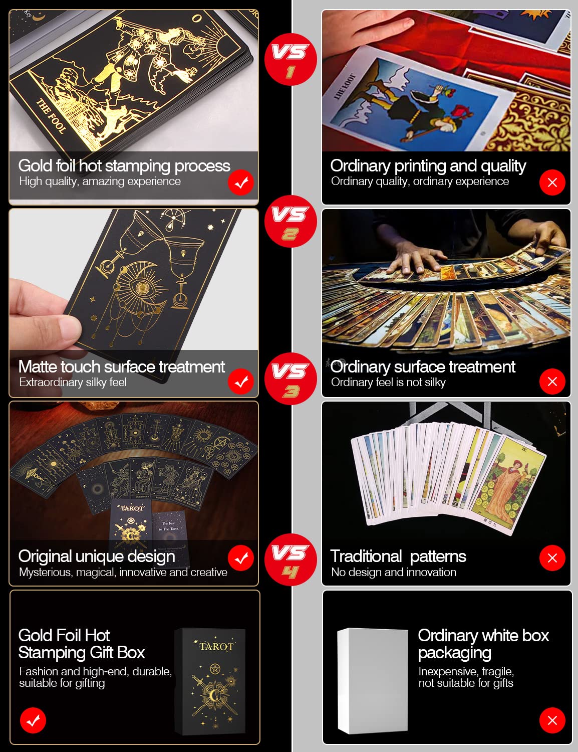 WJPC gift box with gold foil packaging for the tarot set