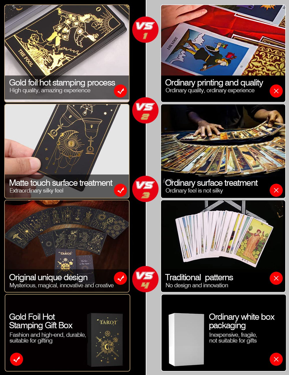 WJPC gift box with gold foil packaging for the tarot set