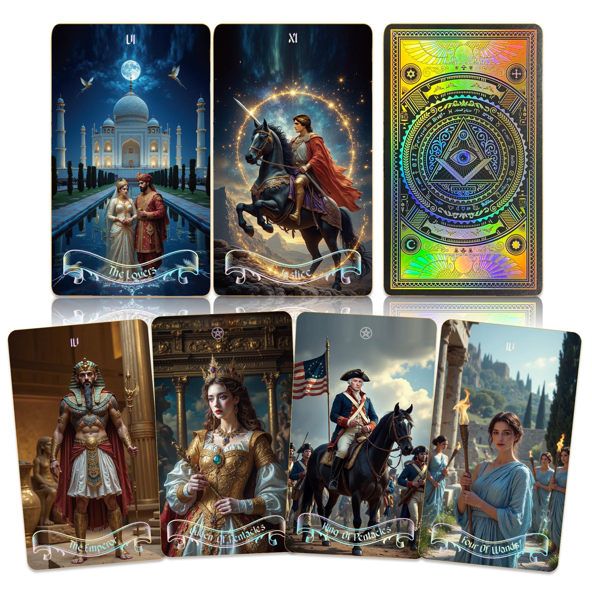 WJPC Gold Foil Edge Tarot Cards front pattern for elegant readings and smooth shuffling.