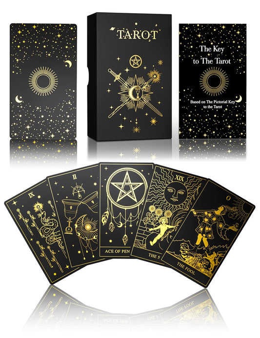 WJPC gold foil tarot cards front patterns for luxurious readings
