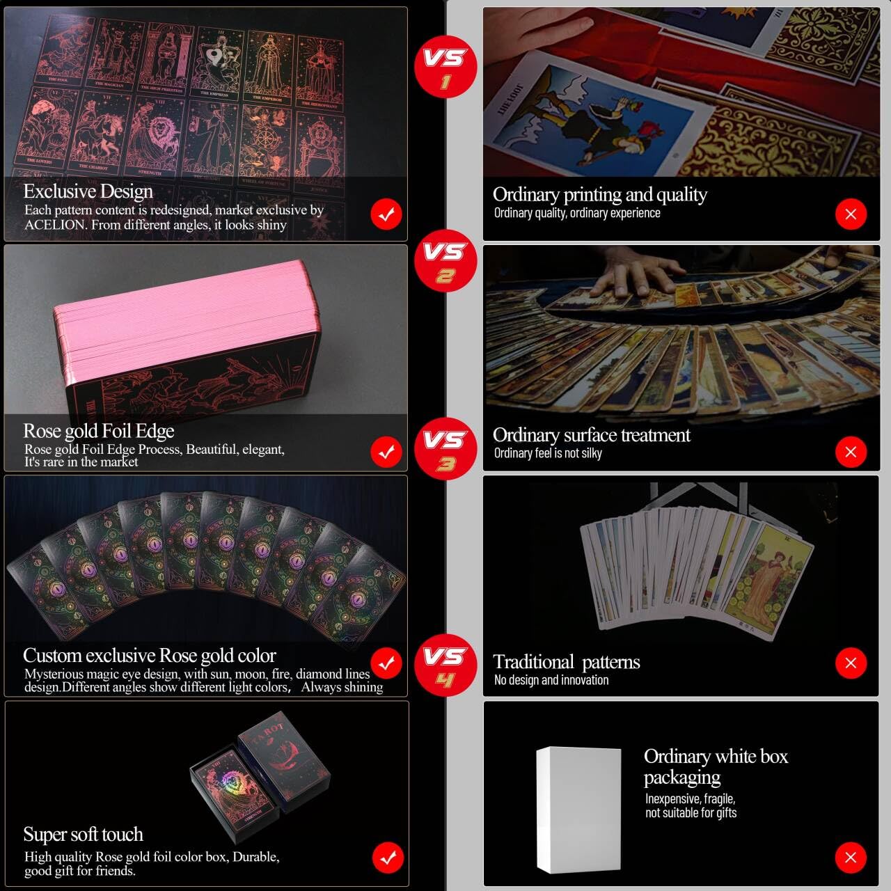 WJPC Rose Gold Edge Tarot cards feel soft to the touch and shuffle with ease