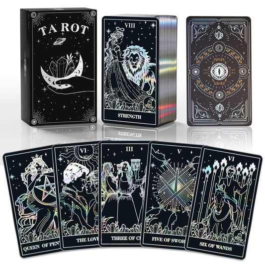 WJPC silver foil edge tarot cards front view for focused reading sessions