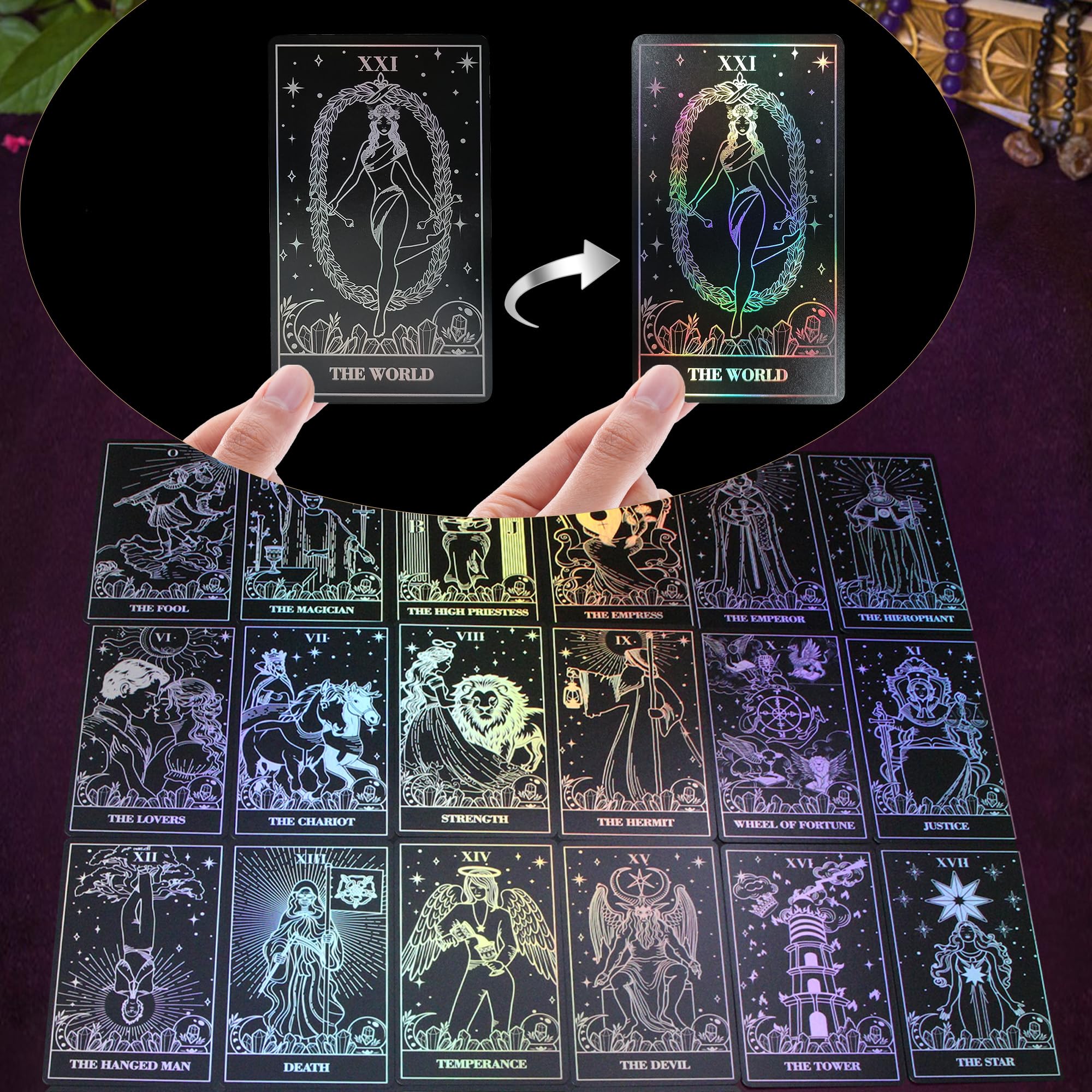 WJPC silver foil edge tarot gift box with decorative foil accents for elegant gifting
