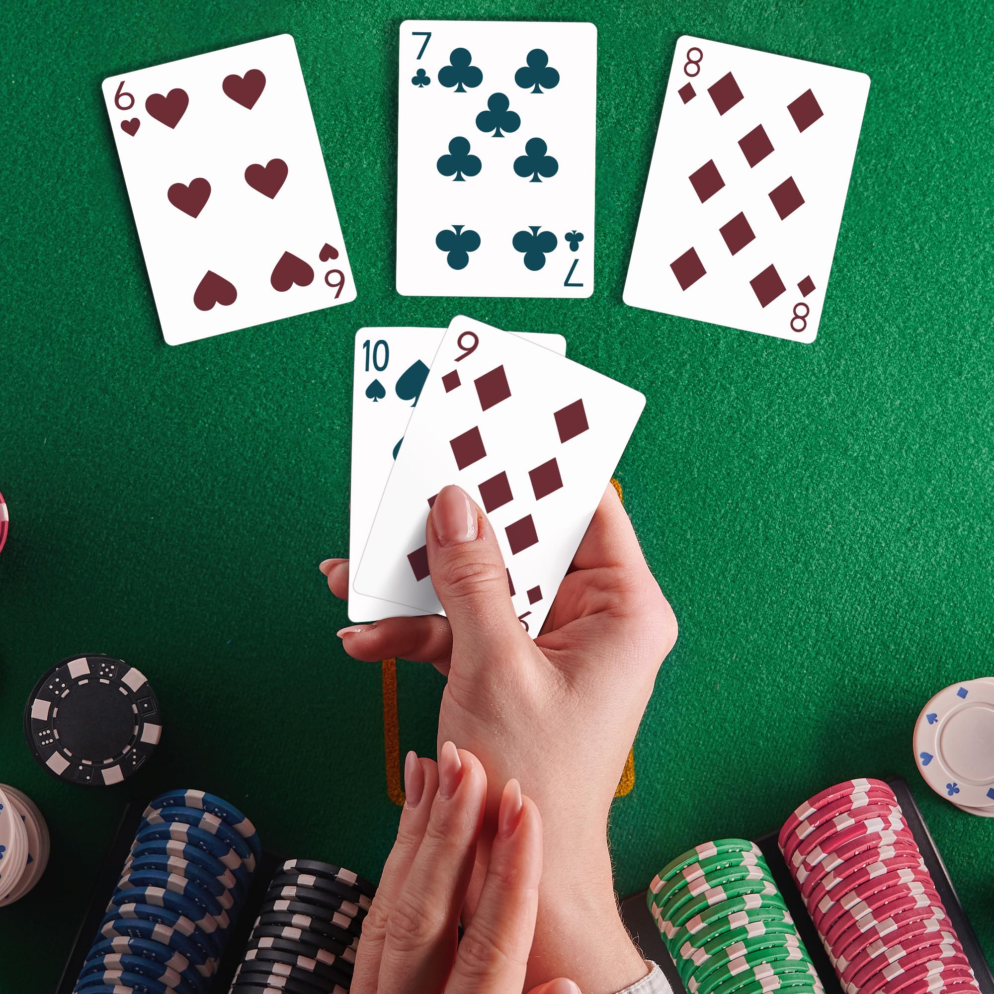 WKCHXD 52 cards with 2 jokers per deck support classic games.