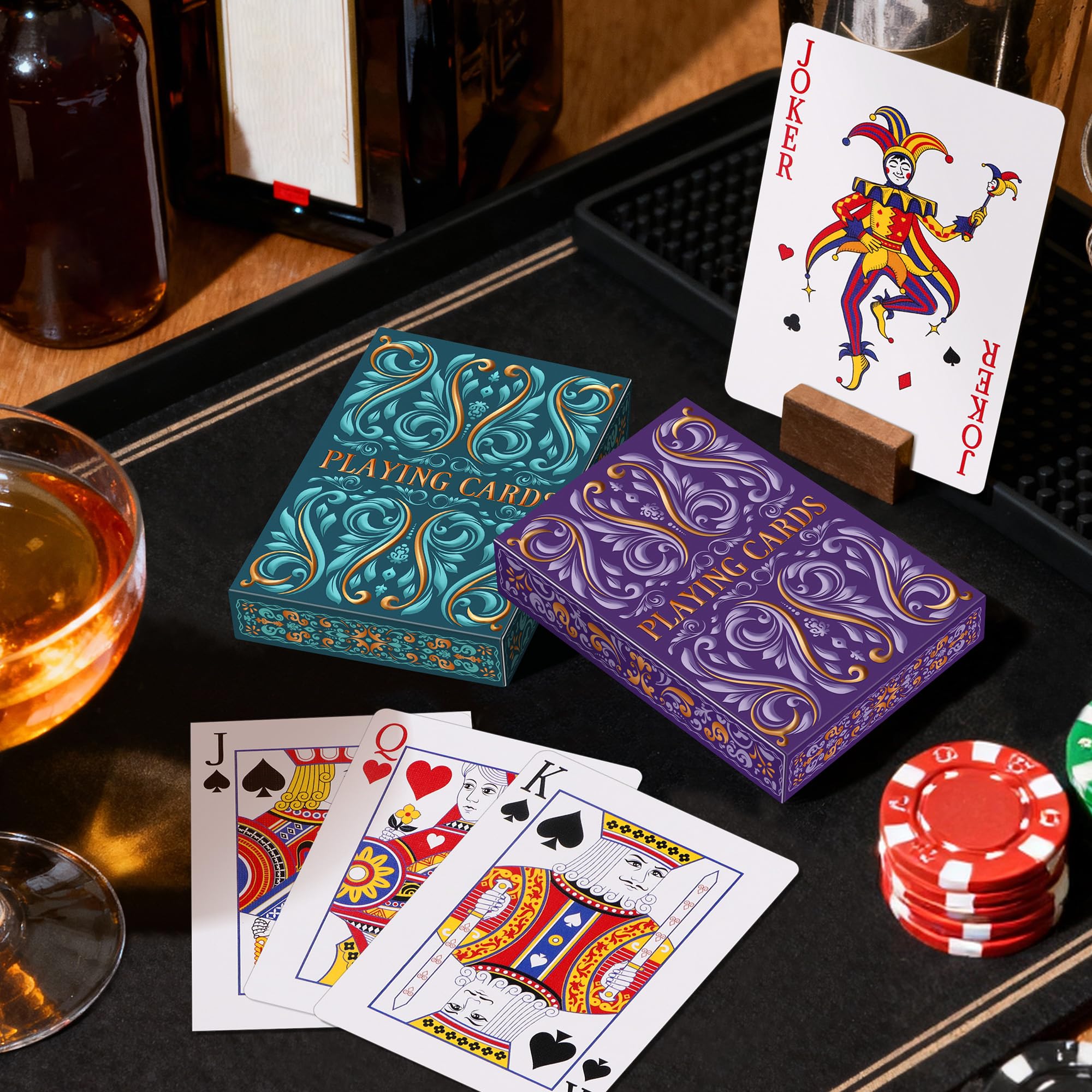 Wkchxd two-pack playing cards standard poker size for easy reading