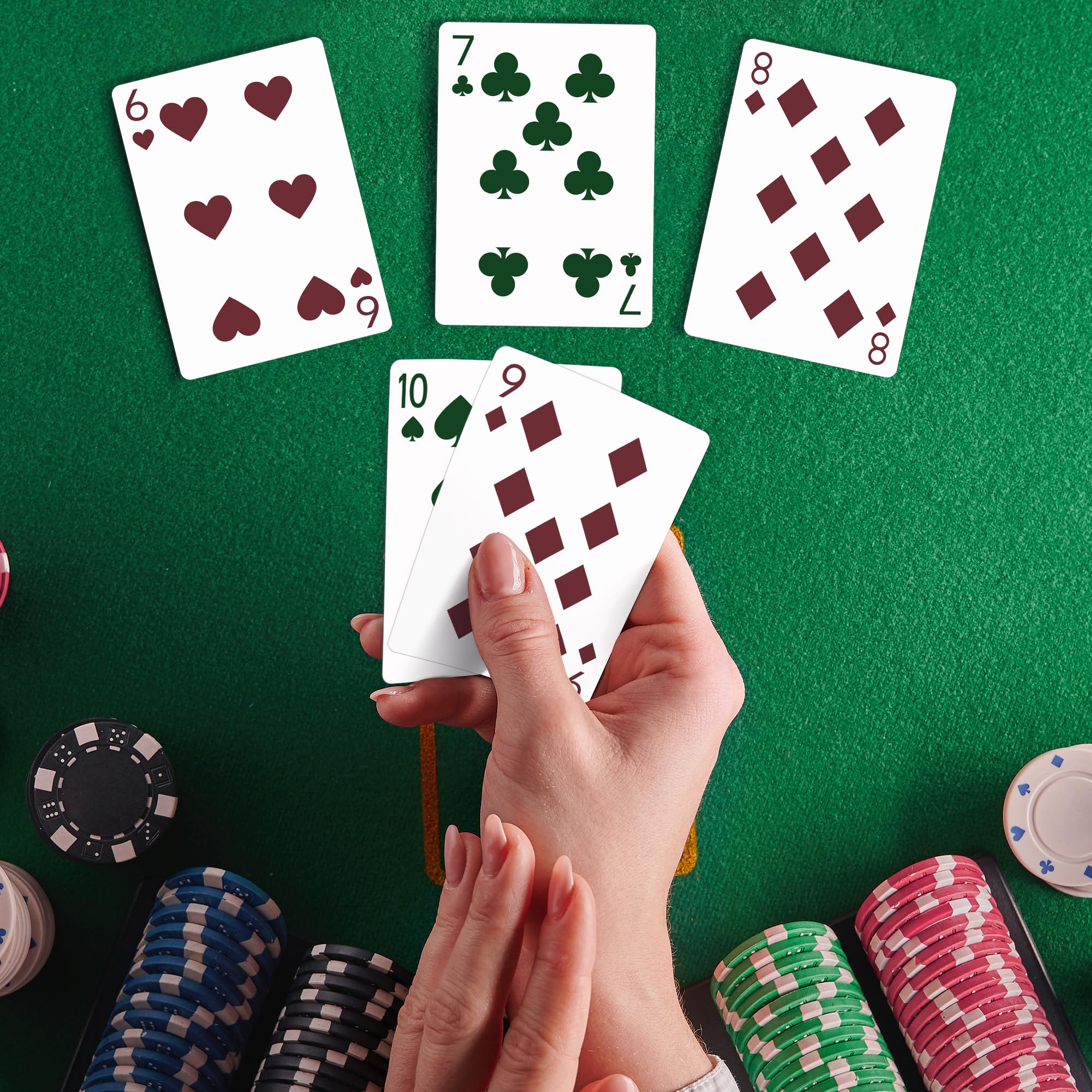Wkchxd set includes 52 cards and 2 jokers for classic games