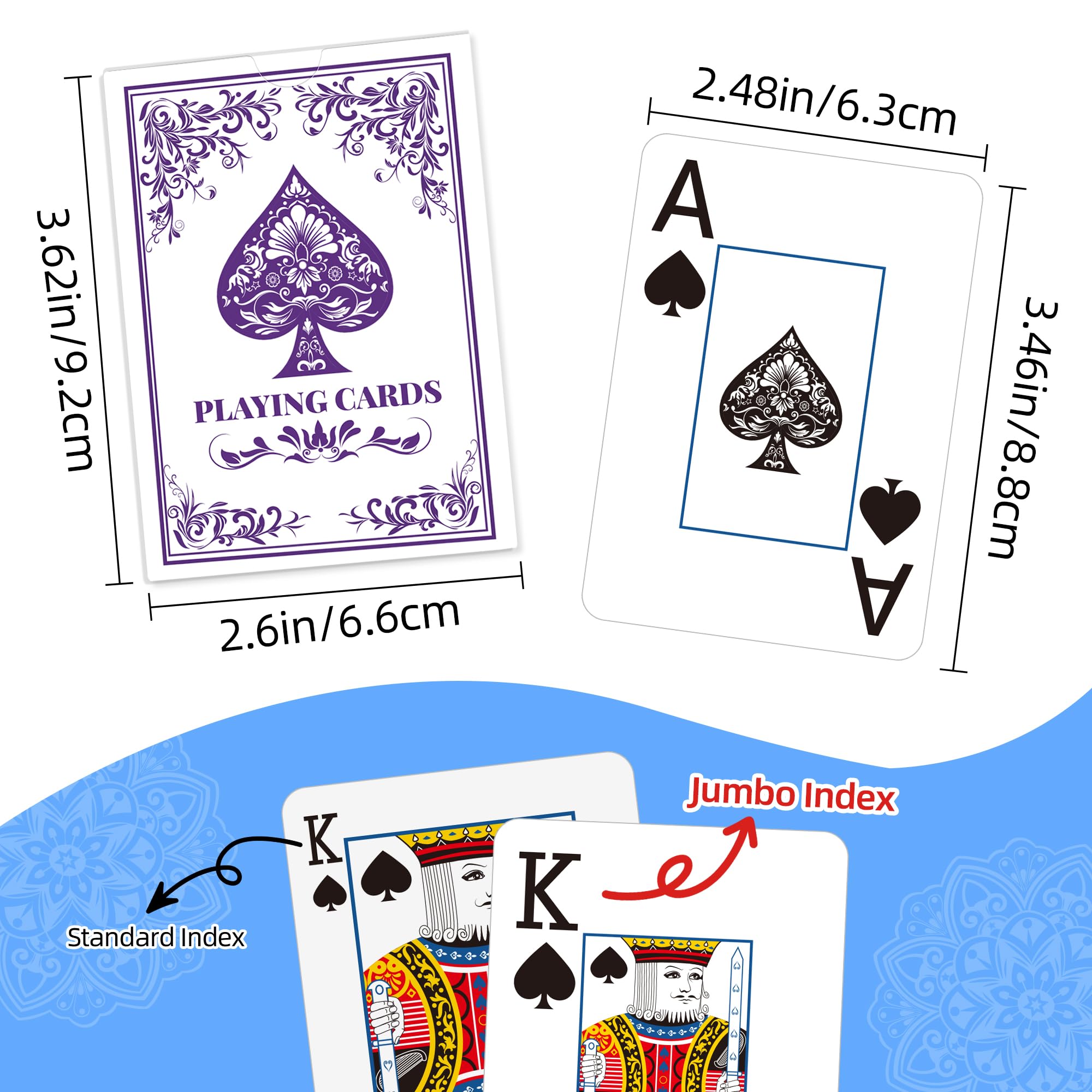 Wkchxd playing cards green-purple large-print design for easy reading during games.
