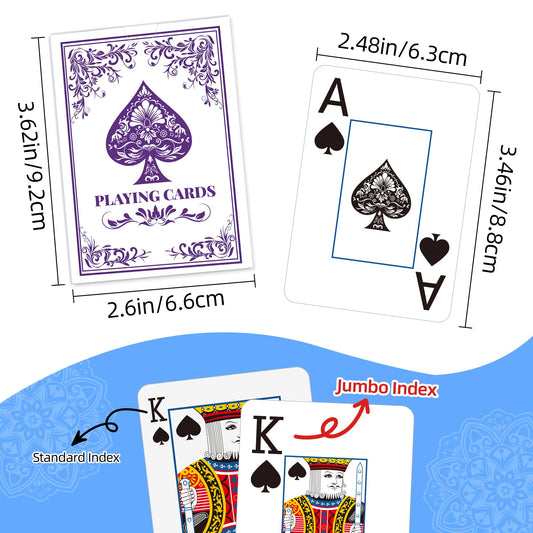 Wkchxd playing cards green-purple large-print design for easy reading during games.